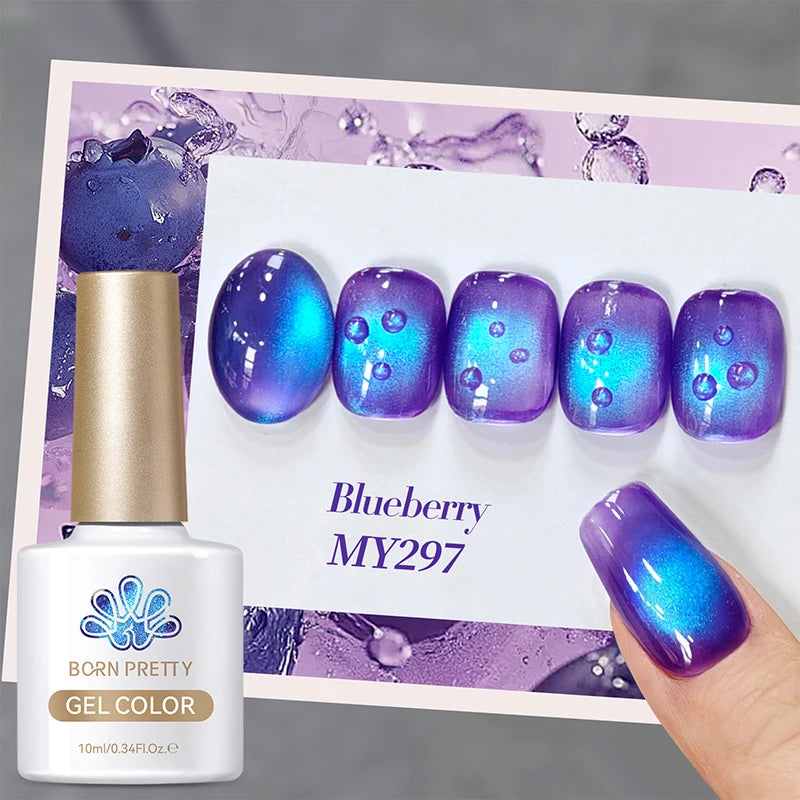 BORN PRETTY 10ml Fruit Purple Grape Cat Magnetic Gel Nail Polish 2025 New Whitening Guava Glass Beads Varnish Nail Supplies