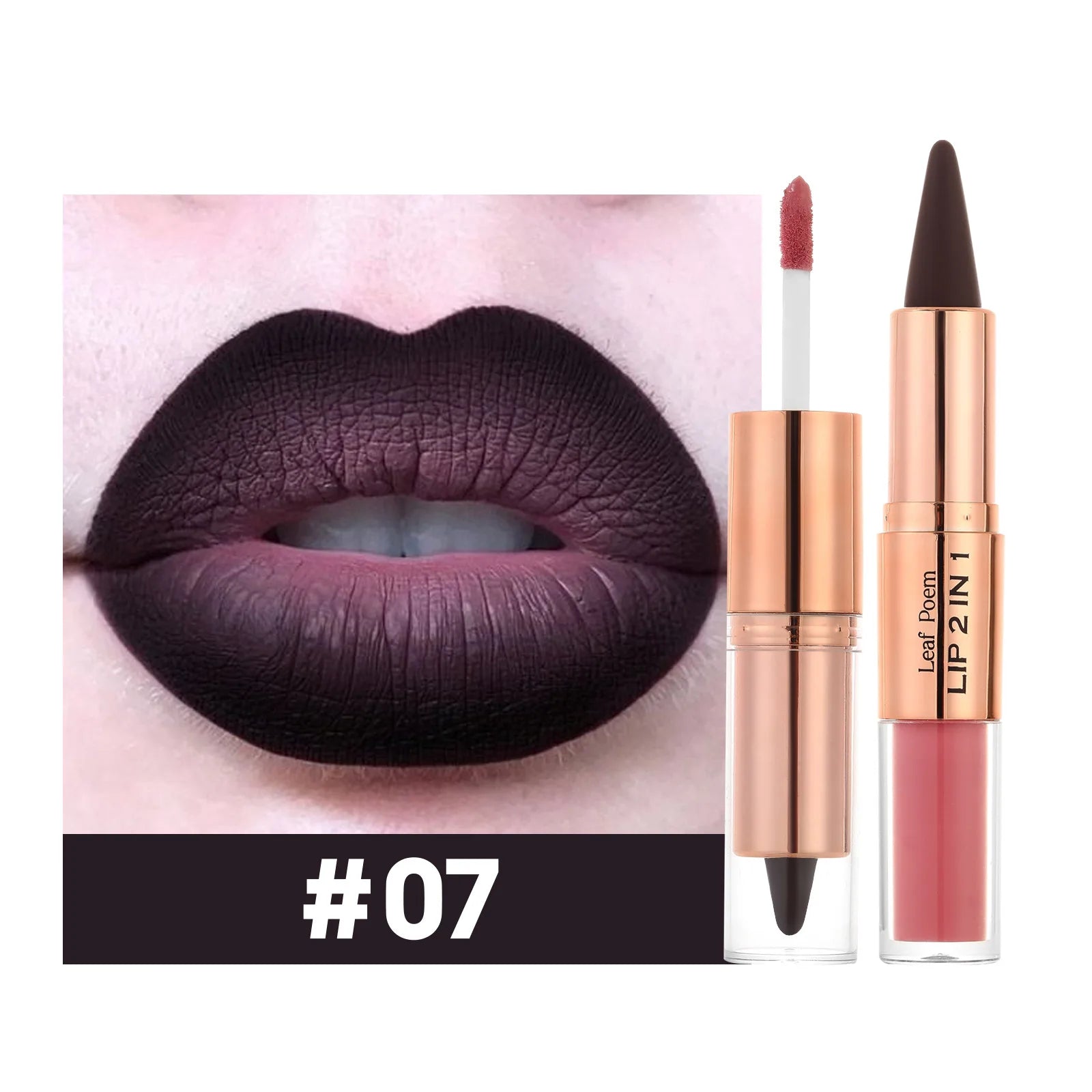 Sexy Red Black Lipstick Waterproof Lipliner Makeup Black Purple Rose Double Head Matte Lipgloss Tapered Lip Liner Contour Pencil