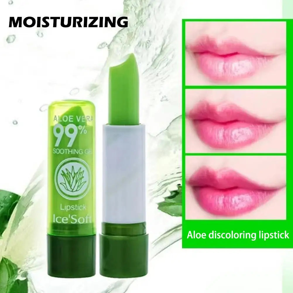 Aloe Vera Moisturizing Lipstick Moisture Lip Balm Anti Drying Temperature Color Changing Nourishing Lip Balm Lips Care 1-10pcs