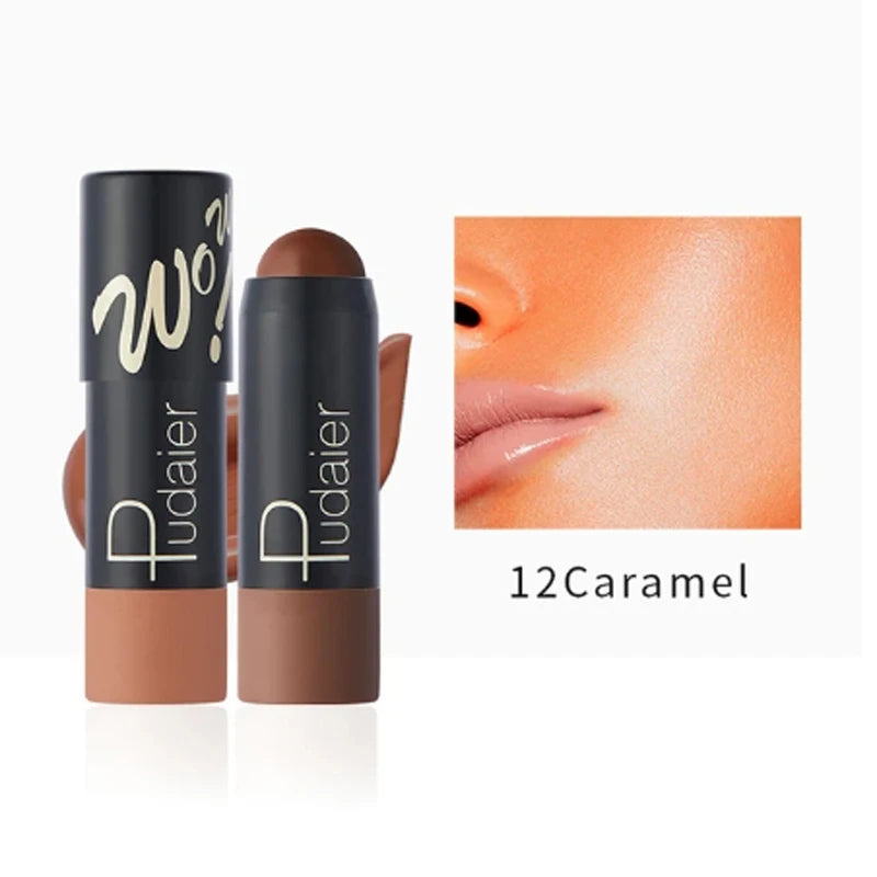 Full Coverage Lightweight Foundation Stick Contour Face Makeup Lasting Nude Foundation Base Hide Blemish Bronzer Cosmetics Brush