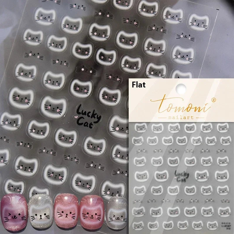 Cute Cat Eye Fishbone Animals Leopard Cat Ginger Cat Kitten Exclamation Point Paw Self Adhesive Nail Art Sticker Manicure Decals
