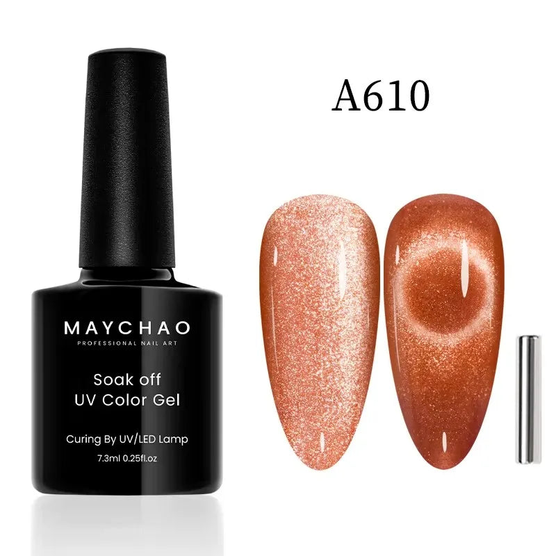 MAYCHAORomantic Galaxy Cat Eye Gel Nail Polish With Magnet Soak off UV Holographic Magnetic Rainbow Gel Polish for Nail Manicure