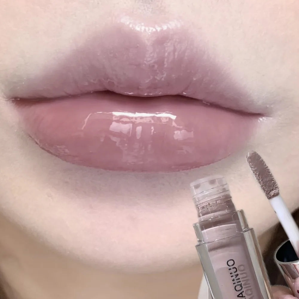 Black Rabbit Gothic Silver Metallic Lip Gloss Black Mirror Light Translucent Lip Lacquer Non-Sticky Water Gloss Lips Tint Makeup