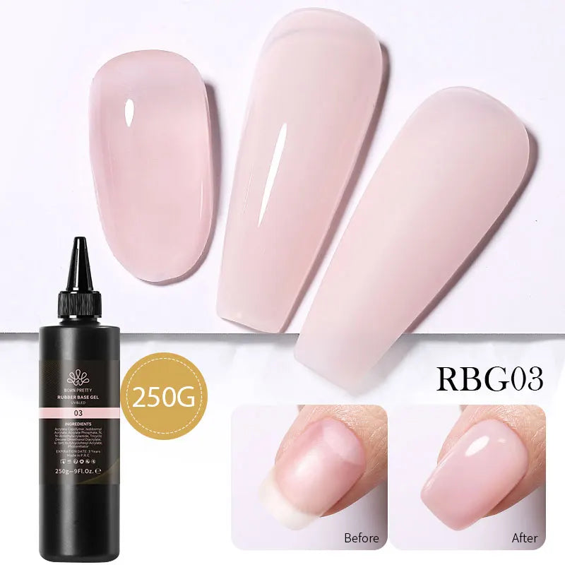 BORN PRETTY 250g Milky White Jelly Nude Gel Nail Polish Refilled Package Translucent Clear Semi Permanent Soak Off UV Gel