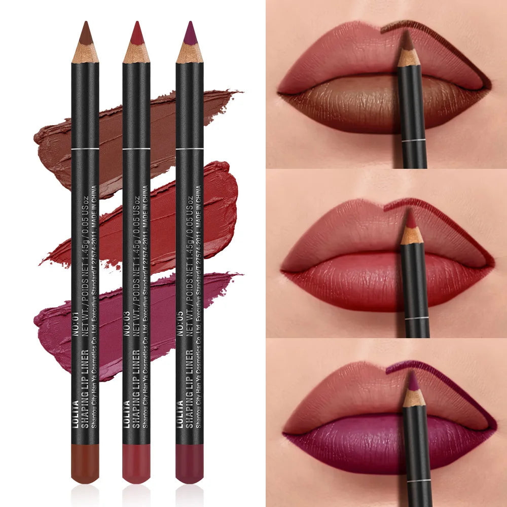 3PCS Silky Matte Lip Liner - Create Defined Contours with Long-Lasting Color, Waterproof & Non-Sticky, Smooth Application