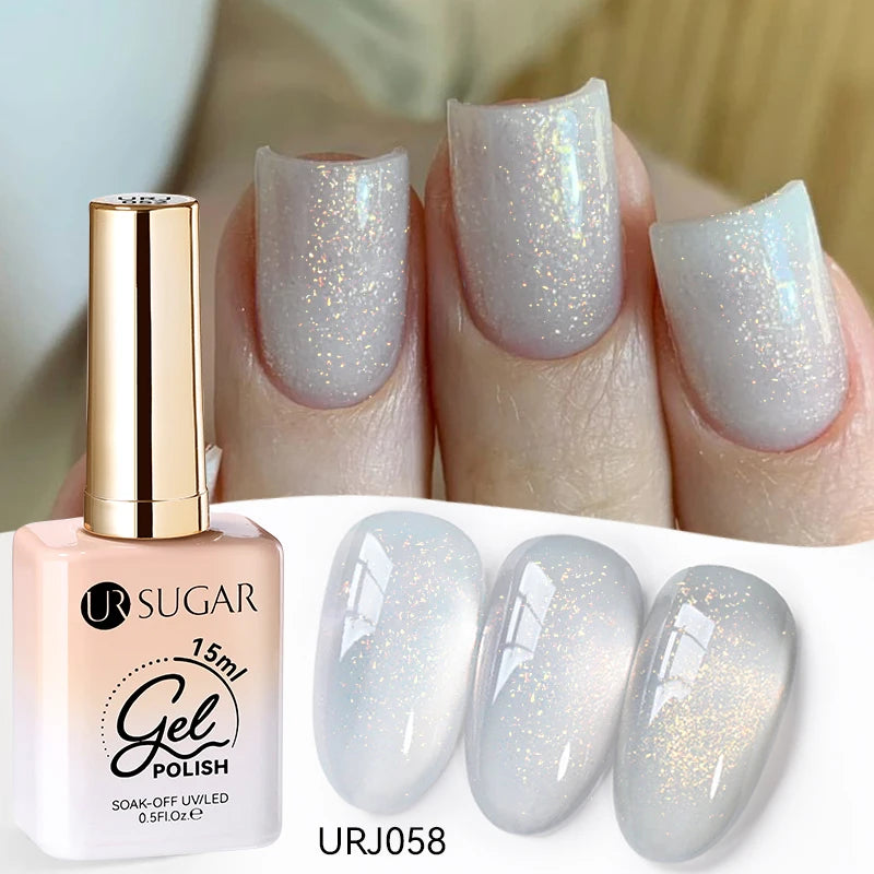 UR SUGAR 15ml Fiber Rubber Base Gel Upgrade Broken Nail Repaired Fiberglass Clear Quick Building UV Construction Gel Soak Off