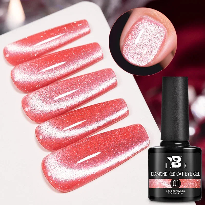 AWStorG 7.5ml Golden Gradient Cat Eye Nail Polish Gel Phototherapeutic Gel Soak Off Nail Magnetic Gel Polish Nail Art DlY