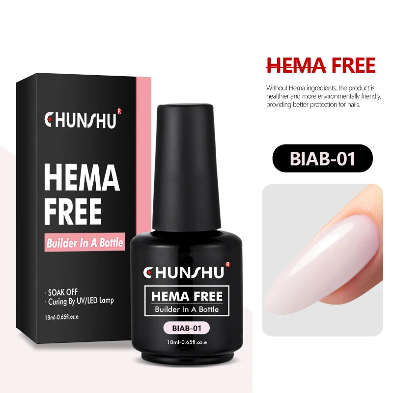 CHUNSHU Hema FREE Construction UV Gel 18ml Builder Nail Gel In A Bottle Semi Permanent Thick Rubber Base Gel Extension Nails Art