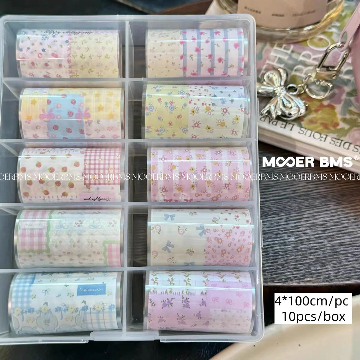 10Rolls Plaid Thousand-Bird Bow  Stars Nail Foils Transfer Paper  Nail Art Stickers  Manicure Set Decal  Nails Decoration