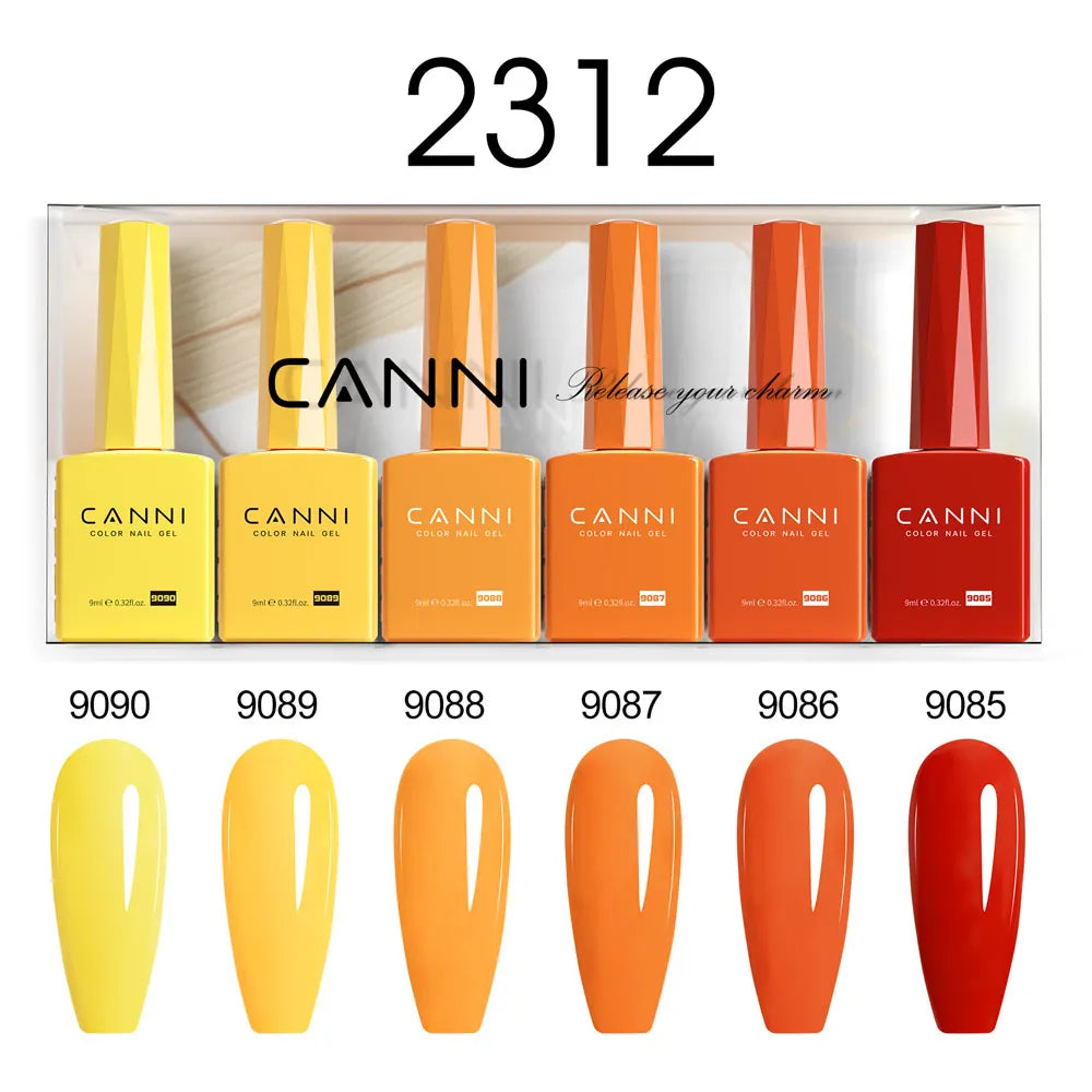 6pcs*9ml CANNI HEMA FREE Nail Gel Polish Set Gorgeous Color Semi Permanent Pigmented Painting Gel Soak off UV LED Gel Nails Kit
