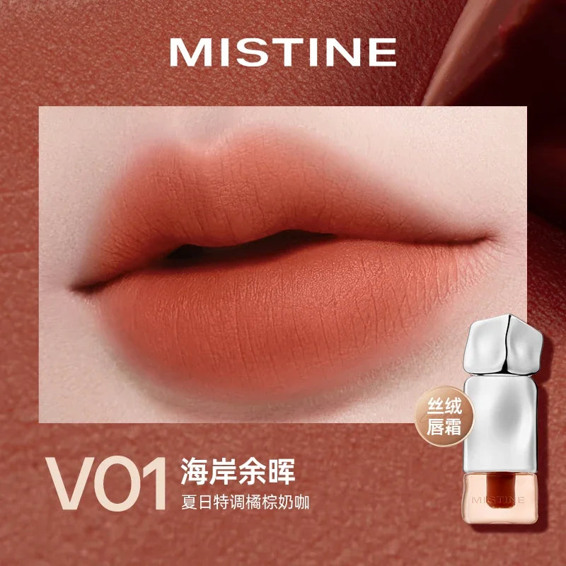 Mistine Lipstick Nude Long Wear Lip Creamy Korean Makeup Matte Lip Glaze Mirror Gloss Lip Jelly Long Lasting 2.9g