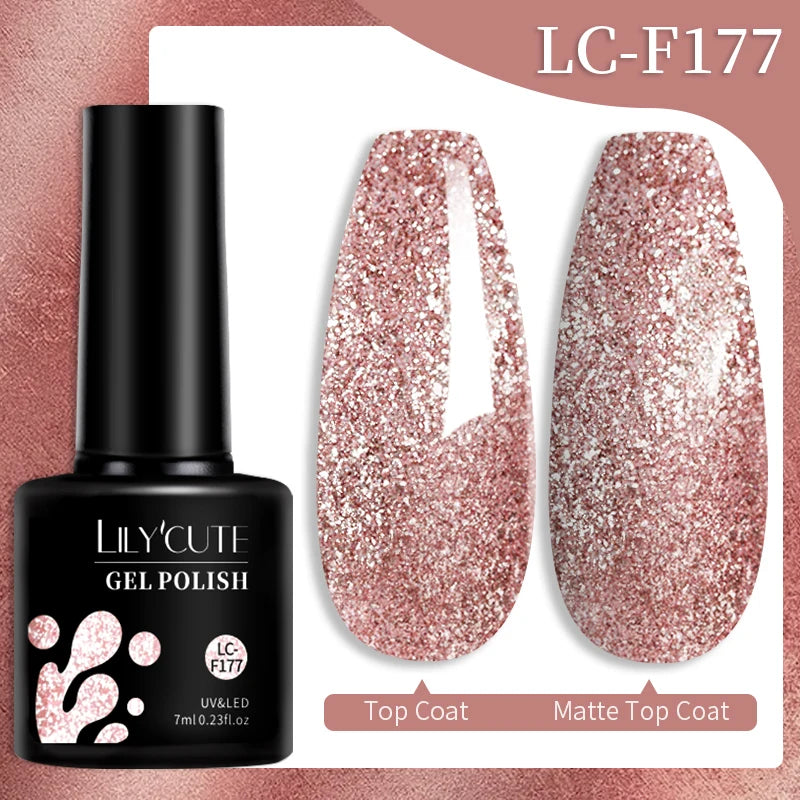 LILYCUTE 7ML 3 IN 1 Platinum Cat Magnetic Gel Nail Polish Silver Moonlight Magnetic Nail Sparkling Glitter Semi Permanent UV Gel