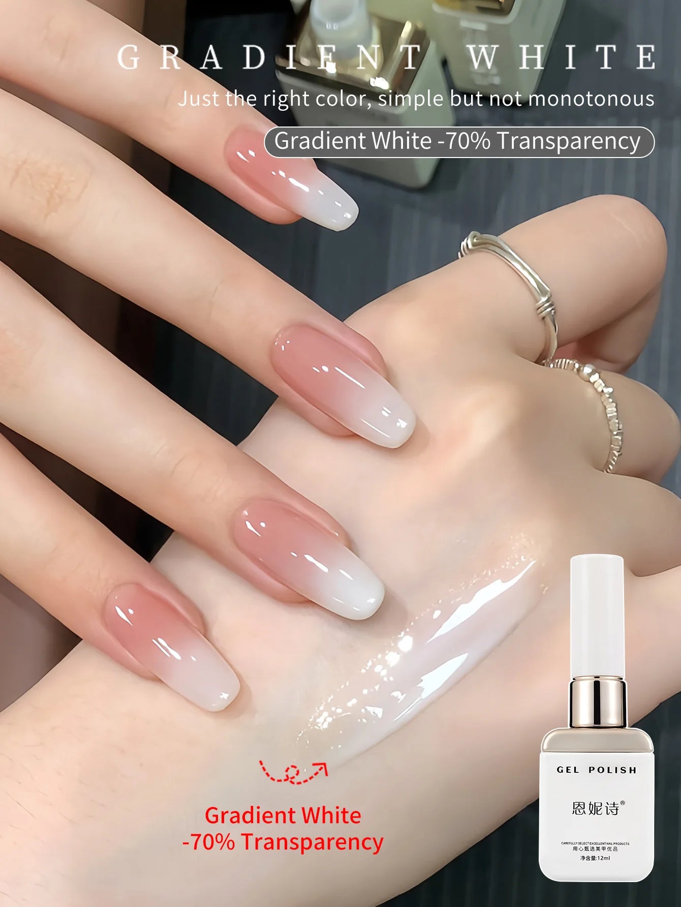2Pc 12ml Milky White Gel Nail Polish Nail Polish Natural Color Translucent Jelly Soak Off LED Clear Coat Soap Nails Art White