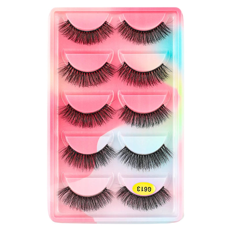 SHIDISHANGPIN 3/5/16 Pairs Natural Long False Eyelashes Dramatic Fluffy 3D Mink Lashes Wispy Wholesale Eye Lashes Thick Cils