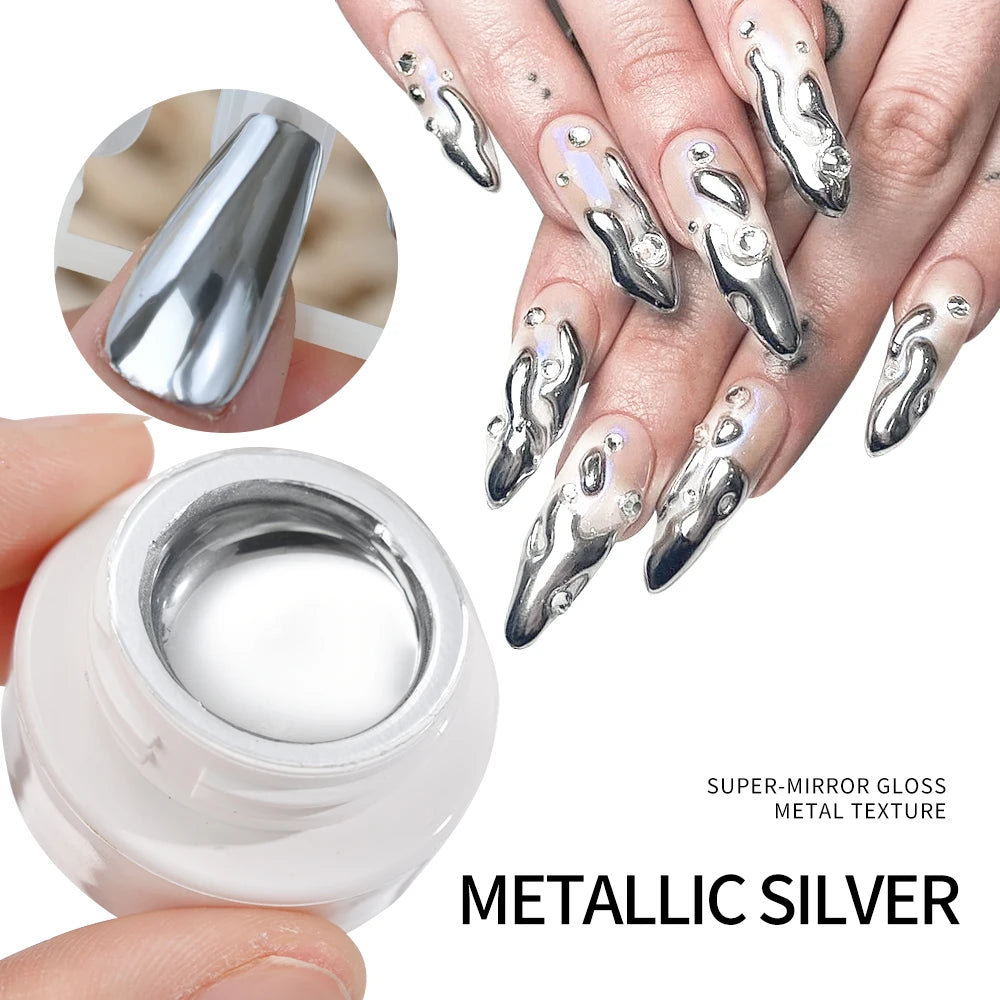 5/7/8/10ml Metallic Gel Gold Mirror Effect Gel Nail Polish French Design Line Flower Drawing Gel Nail UV Soak Off Polish Varni