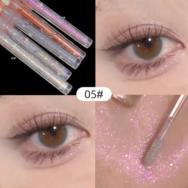 1pc Liquid Eyeshadow Super Shine Pink Pearlescent Glitter Eyeliner Long Lasting Waterproof Eye Shadow Glitter Party Eye Makeup