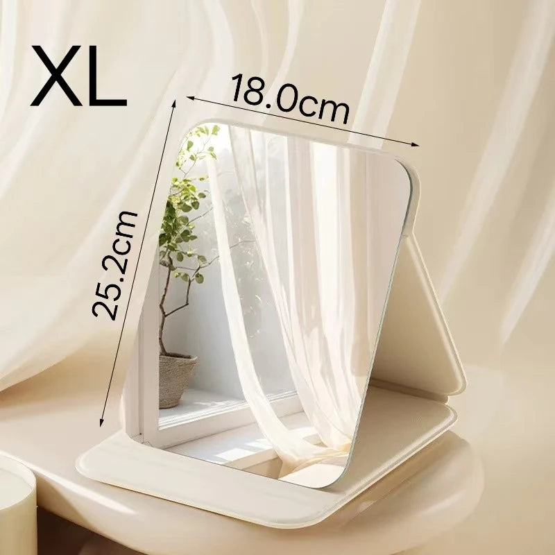 1PC Portable Compact Folding Makeup Mirror - Desktop Size, Suitable for Student Dormitories, Homes, with Storage Function