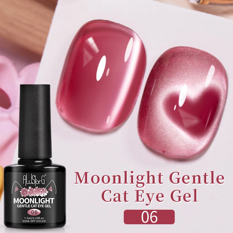 AWStorG 7.5ml Golden Gradient Cat Eye Nail Polish Gel Phototherapeutic Gel Soak Off Nail Magnetic Gel Polish Nail Art DlY