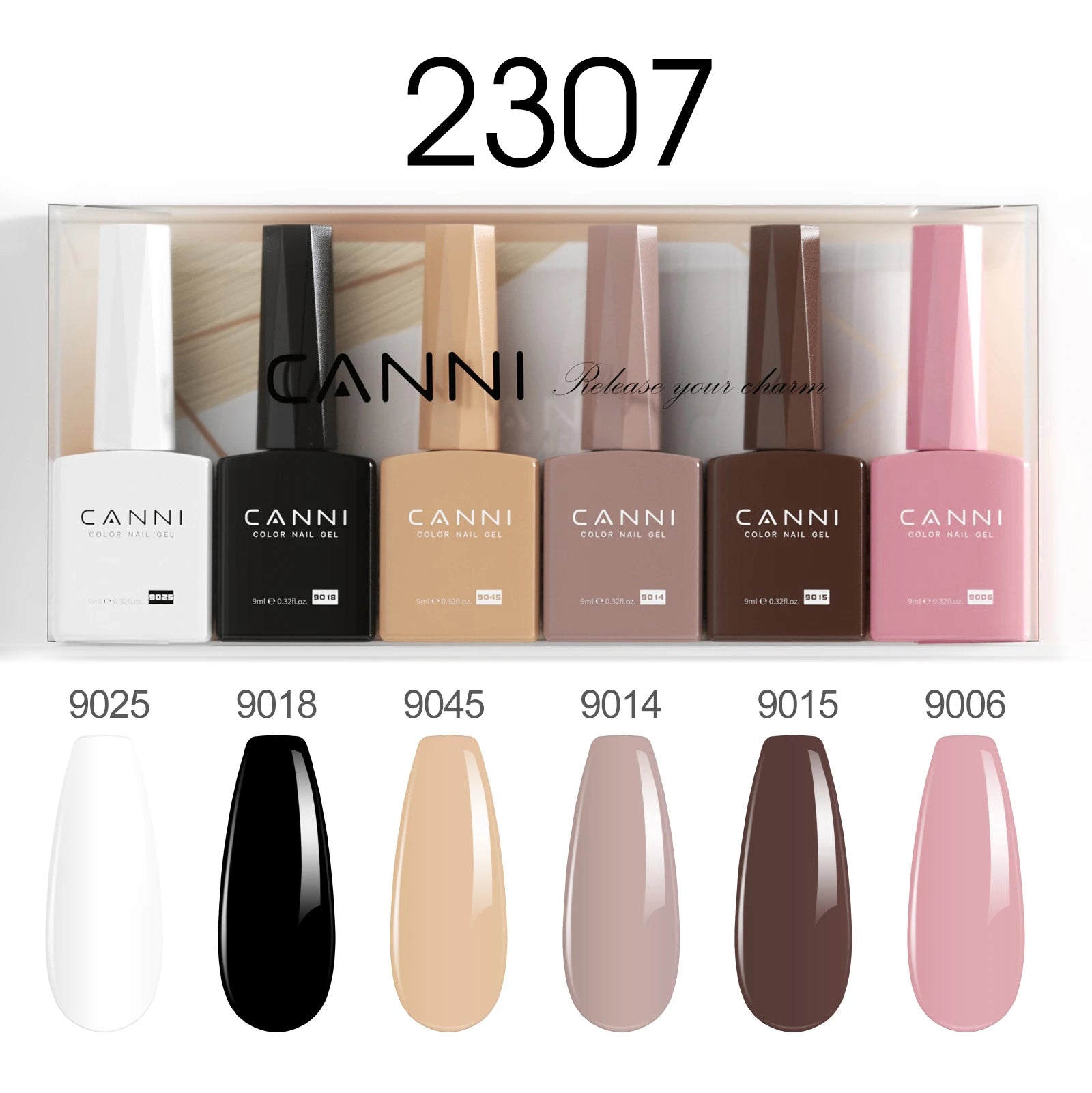 6pcs*9ml CANNI Nail Gel Polish Kit HEMA FREE Jade Jelly Nude Jelly Pink VIP Kit Christmas Gift French Nail Design Natural Color