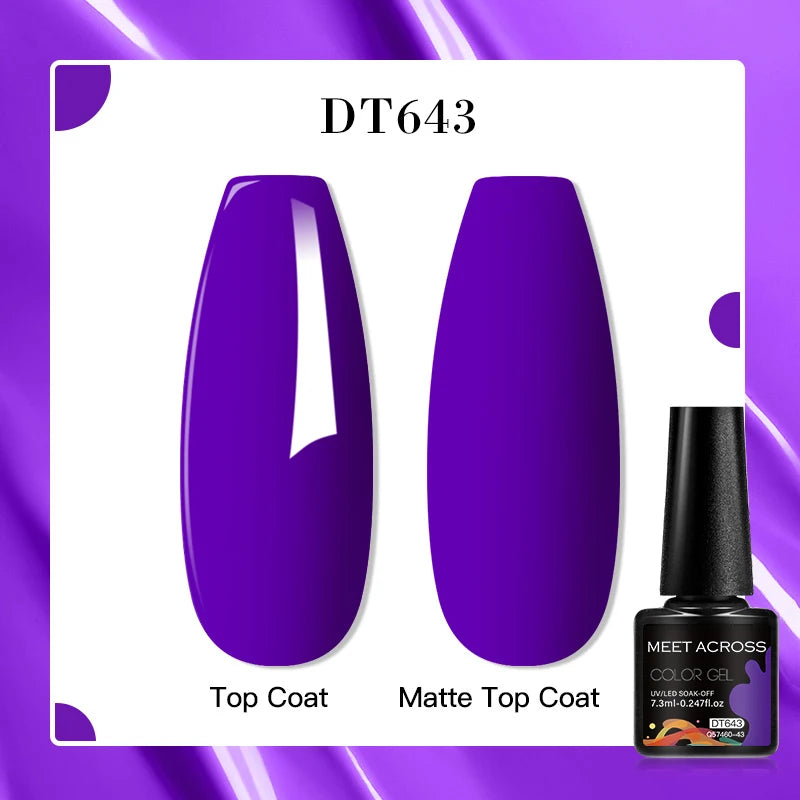 MEET ACROSS 160 Colors 7.3ml Gel Nail Polish Vernis Glitter Sparkly Semi Permanent Soak Off LED UV Gel Varnish Nail Art Manicure