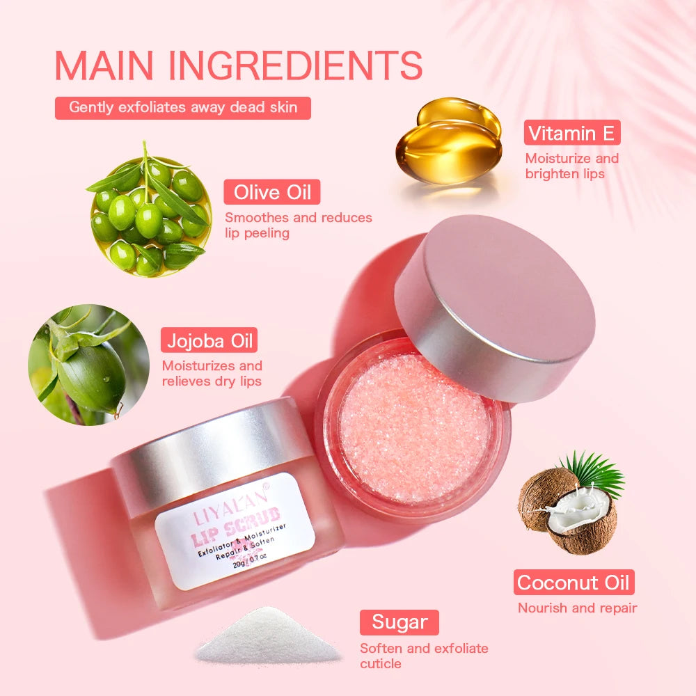 Pink Lip Scrub Lightening Dark Lips Exfoliating Smooth Repair Lighten Fine Lines Sugar Bleaching Lip Cream Moisturizes Dry Lips