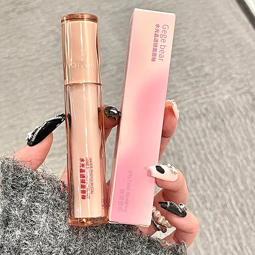 Gege Bear Crystal Lip Glaze Mirror Juicy Finish Non Sticky Moisturizing Dry Lips Plumping Lip Gloss Korean Style