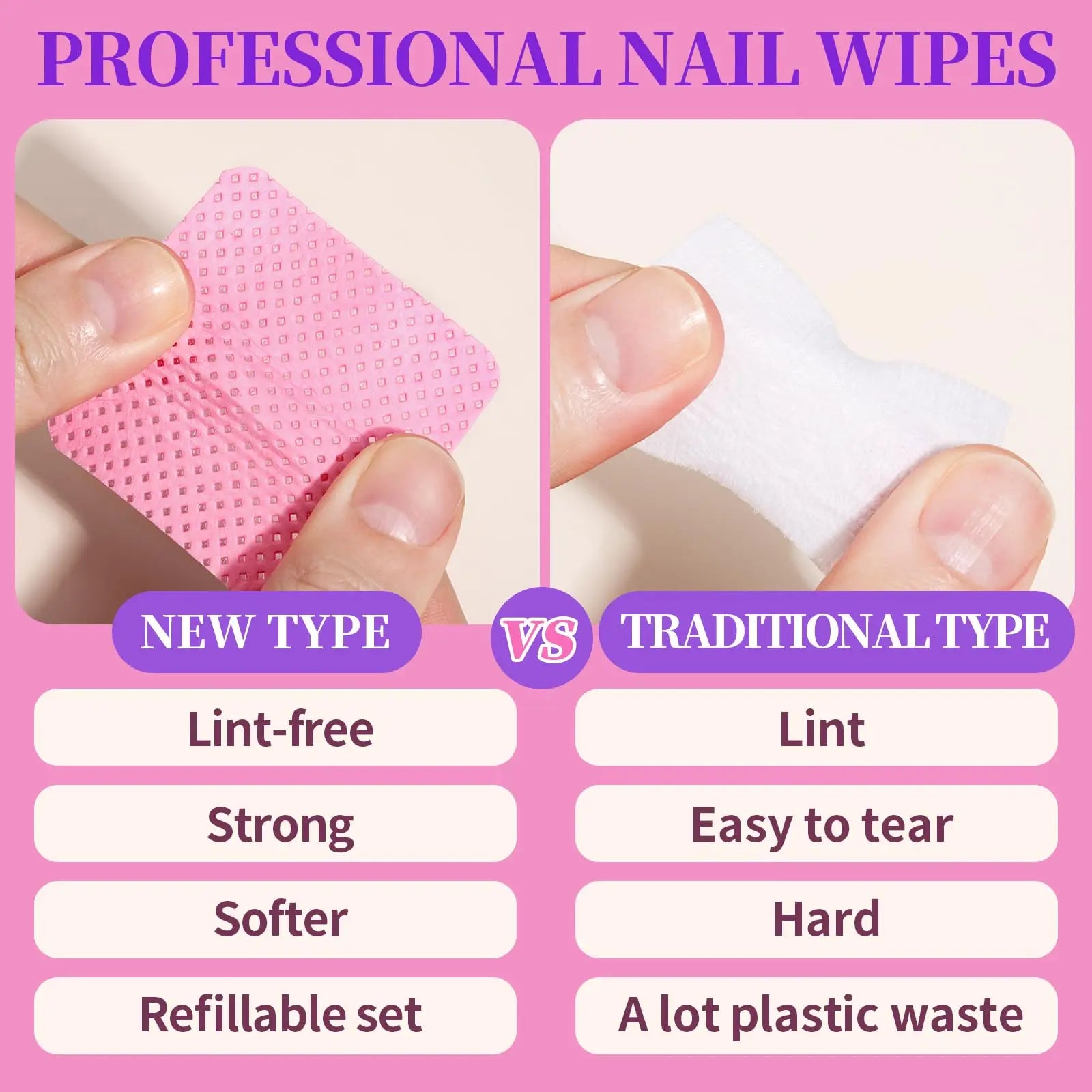 LULAA Glue Wipes Lint Free Nail Wipes Non-Woven Fabric Lash Glue Wipes Nail Polish Remover Wipes Use for Nail Polish Remover
