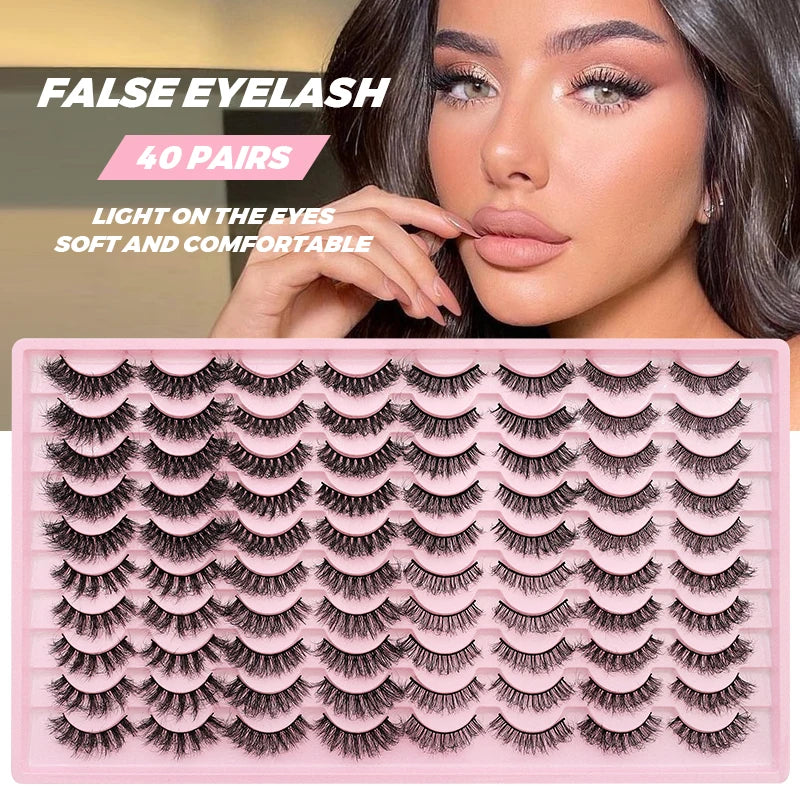 DINGSEN 40 pairs Volume Strip Lashes Faux Mink False Eyelashes Kit Cosmetics Soft Fake Volume Eyelash Extensions Wholesale