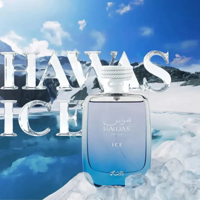 RASASI Hawas Ice for Men Eau de Parfum Spray 100 ML Original Arab Perfumes Lasting Aromatic Pheromones Perfume Cologne 3.4 Ounce