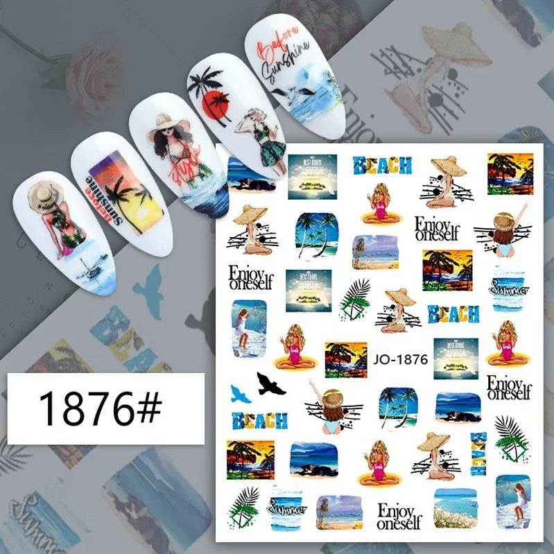 Nail Art Stickers Woman Girl Sexy Sticker Body Press on Nail Slider Black White Decal Decoration Nail Design Accessories Wraps