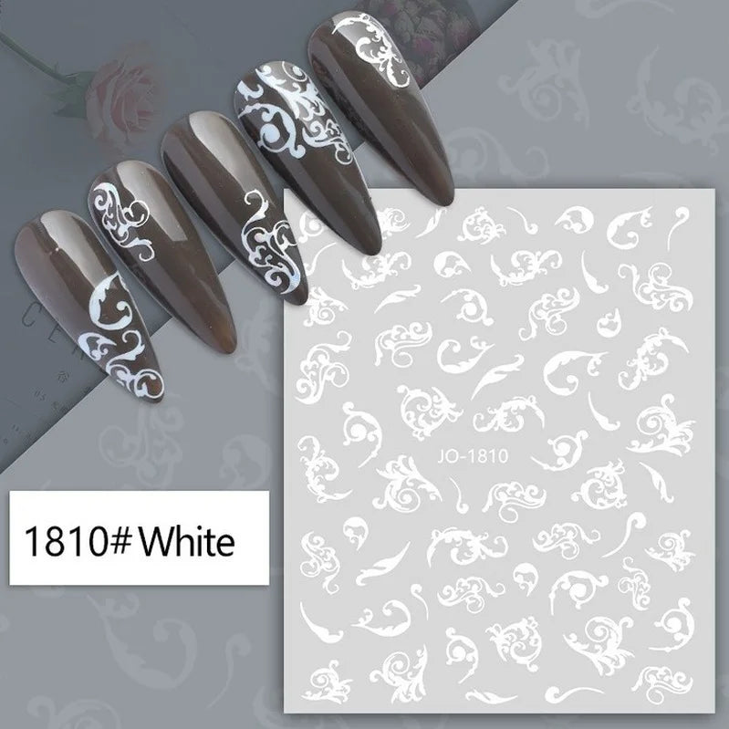 Nail Art Stickers Woman Girl Sexy Sticker Body Press on Nail Slider Black White Decal Decoration Nail Design Accessories Wraps