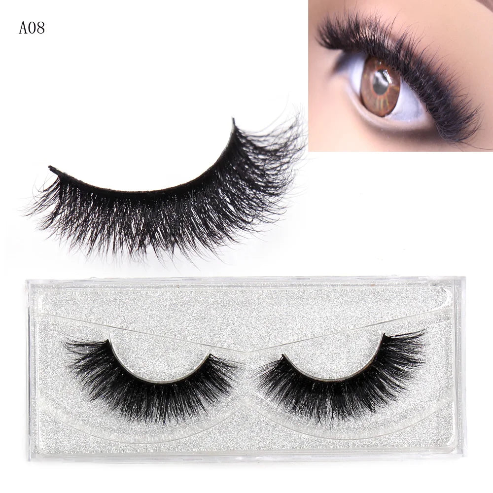 LEHUAMAO 5D Mink Hair False Eyelashes Wispy Cross Natural Mink Lashes Fluffy Eyelash Extension Tools Makeup Handmade Eye lashes