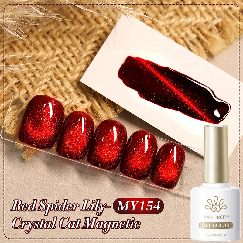 BORN PRETTY 10ml Wishing Apple Red Glass Bead Cat Magnetic Gel ultra Shine Soak Off UV Gel Nail Art Varnish Nail Supplies