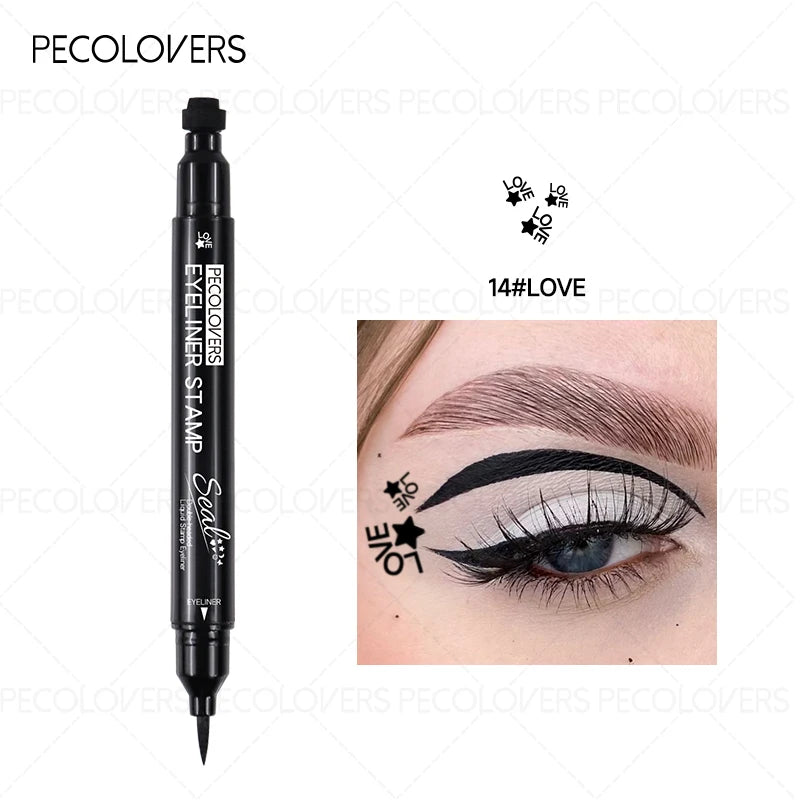 1PC Liquid Eyeliner Stamp - Waterproof, Slim Gel Felt Tip with Heart, Star, Triangle & Flower Shapes for Creative Eye Makeup