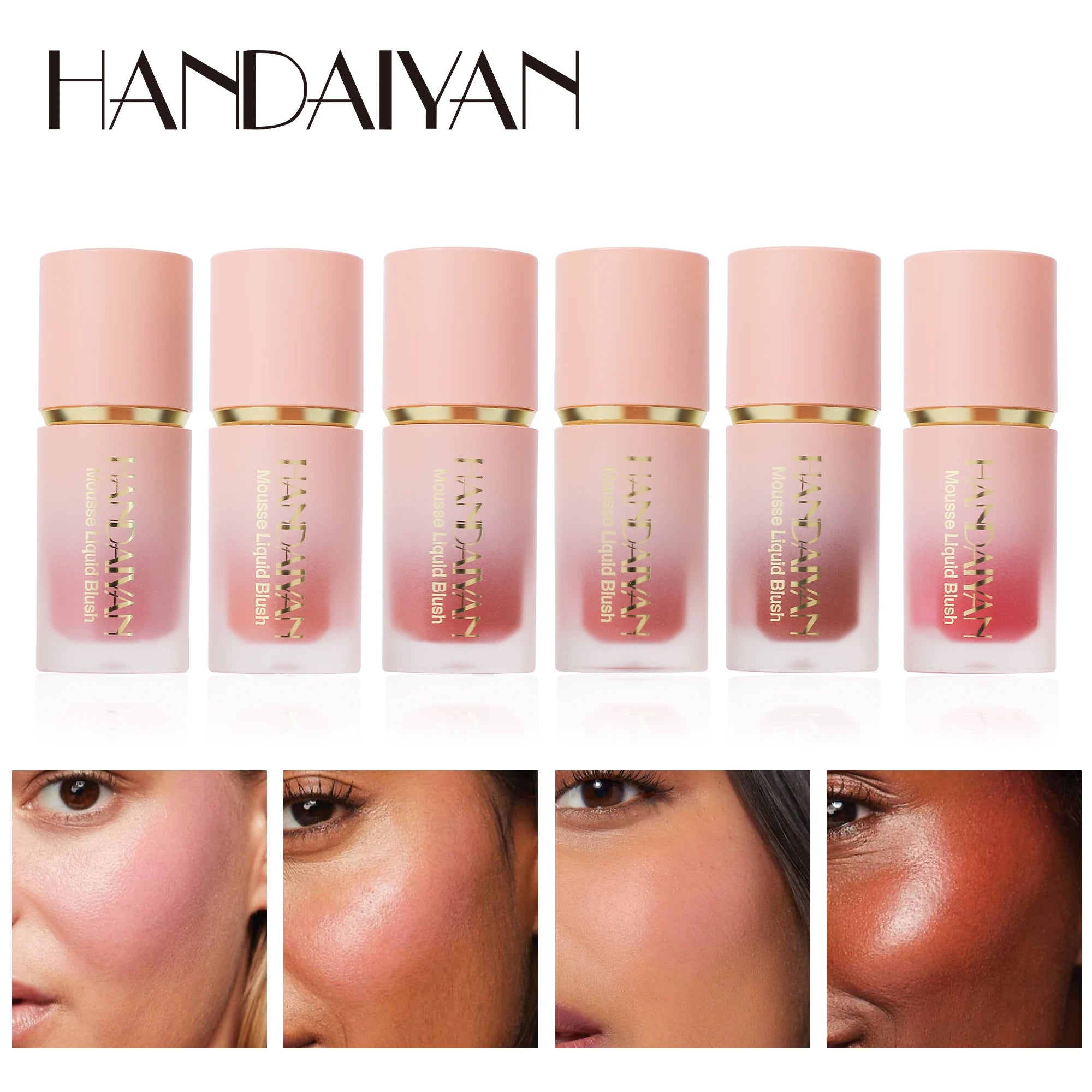 6 Colour Matte Liquid BlushEasy to apply long lasting waterproof blush sponge brush head