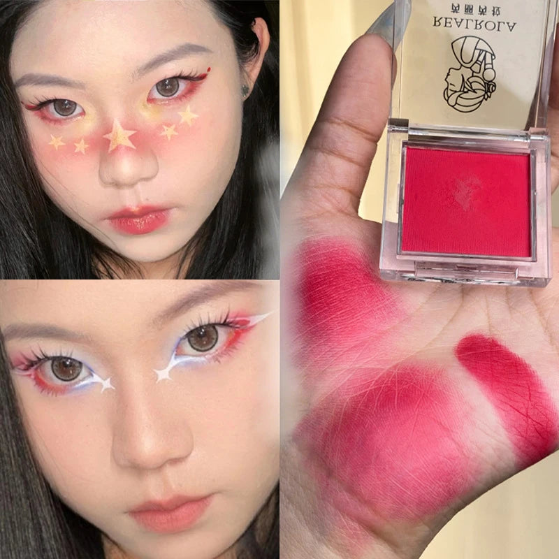 Matte green, monochrome, Christmas brightening eyeshadow tray for long-lasting, delicate makeup, as a blush, for all skin tones