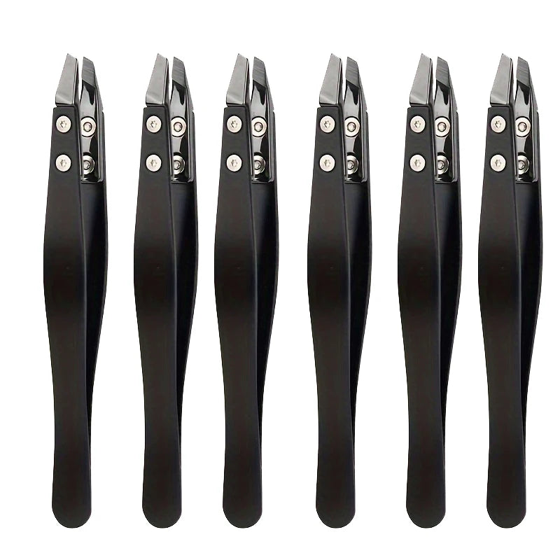 Zirconia Ceramic Pointed Tweezers Stainless Steel Tweezers with Slanted Tips Edges Eyebrows Beards Hair  Eyelash Tweezers