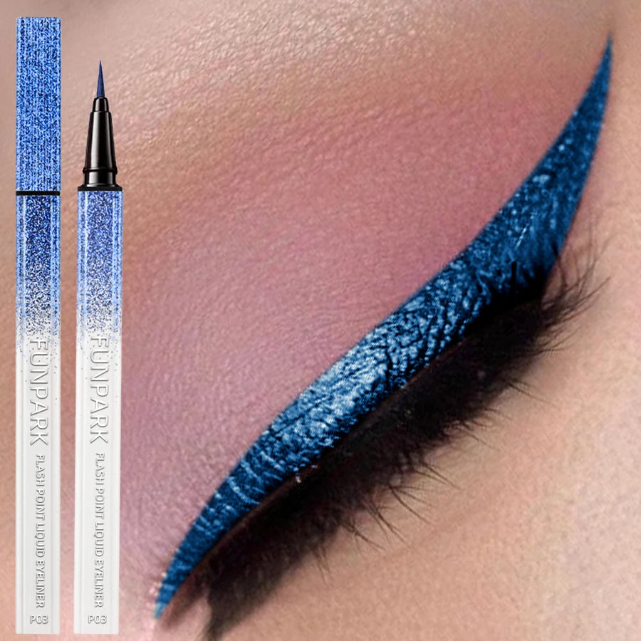 Bule Shimmer Waterproof Eyeliner Pen High-shine Liquid Eyeliner Korean Makeup Easy to Wear Cosmetics Smudge-Proof  Eye Cosmetics