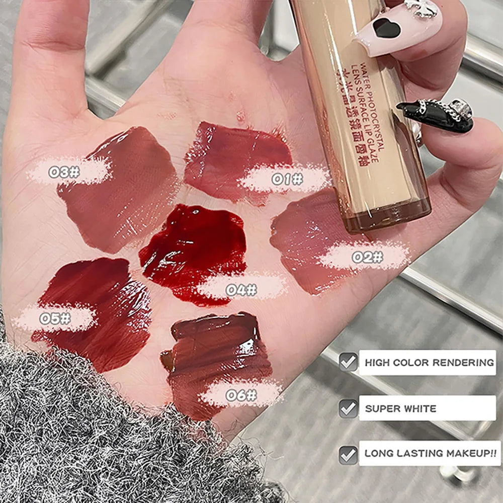 Gege Bear Crystal Lip Glaze Mirror Juicy Finish Non Sticky Moisturizing Dry Lips Plumping Lip Gloss Korean Style