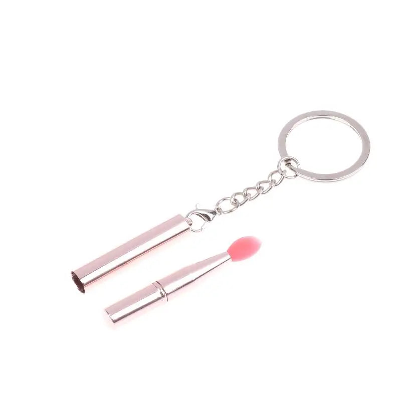 [L&P]1pcs Multifunctional Silicone Lip Brush Portable With Cover Keychain Dustproof Lipstick Lipstick Brush Eye Shadow