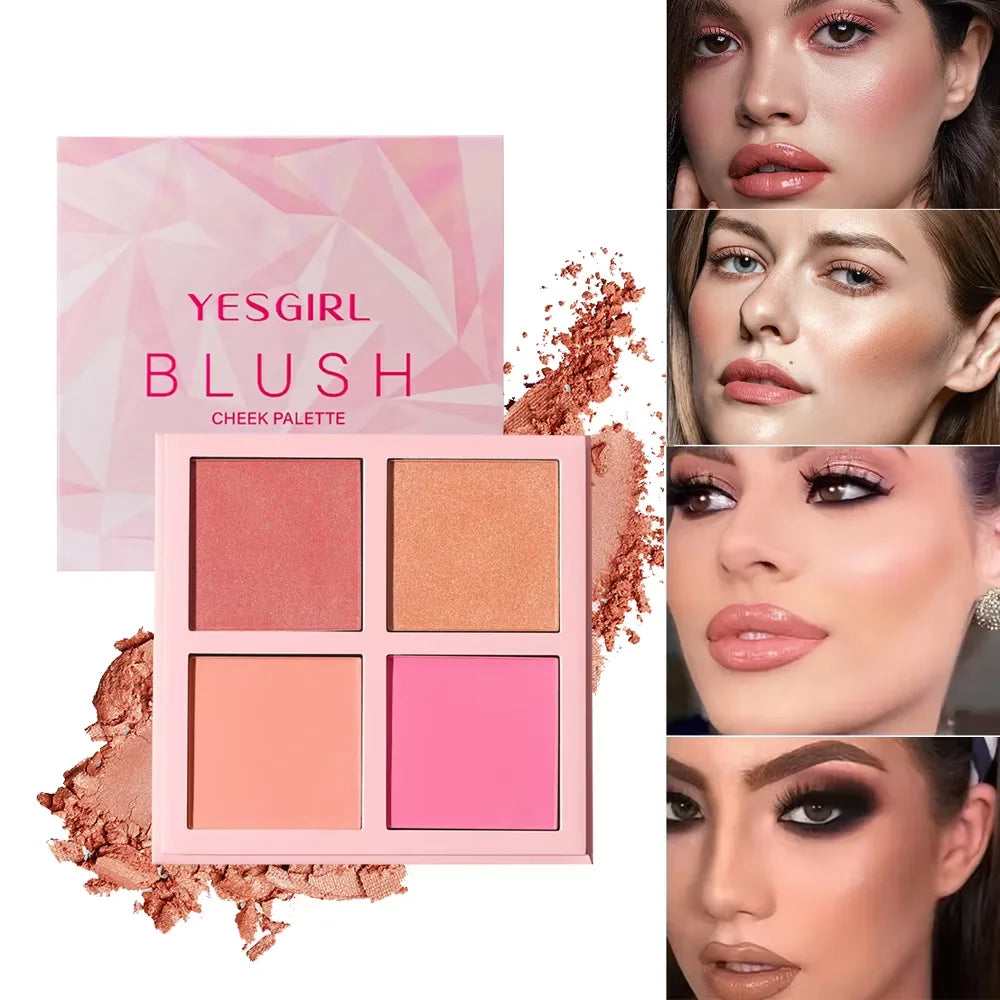 CLEARANCE SAL Four Color Matte Powder Blusher Low Saturation Soft Fog Powder Red Blusher Brightens Christmas gift