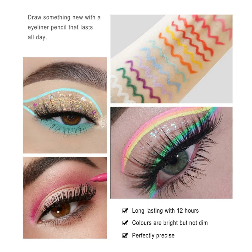 Colorful Waterproof Creme Eyeliner Pencil Set Smooth Gel Cream Long Lasting Professional Eye Makeup Professional Eyeliners Set
