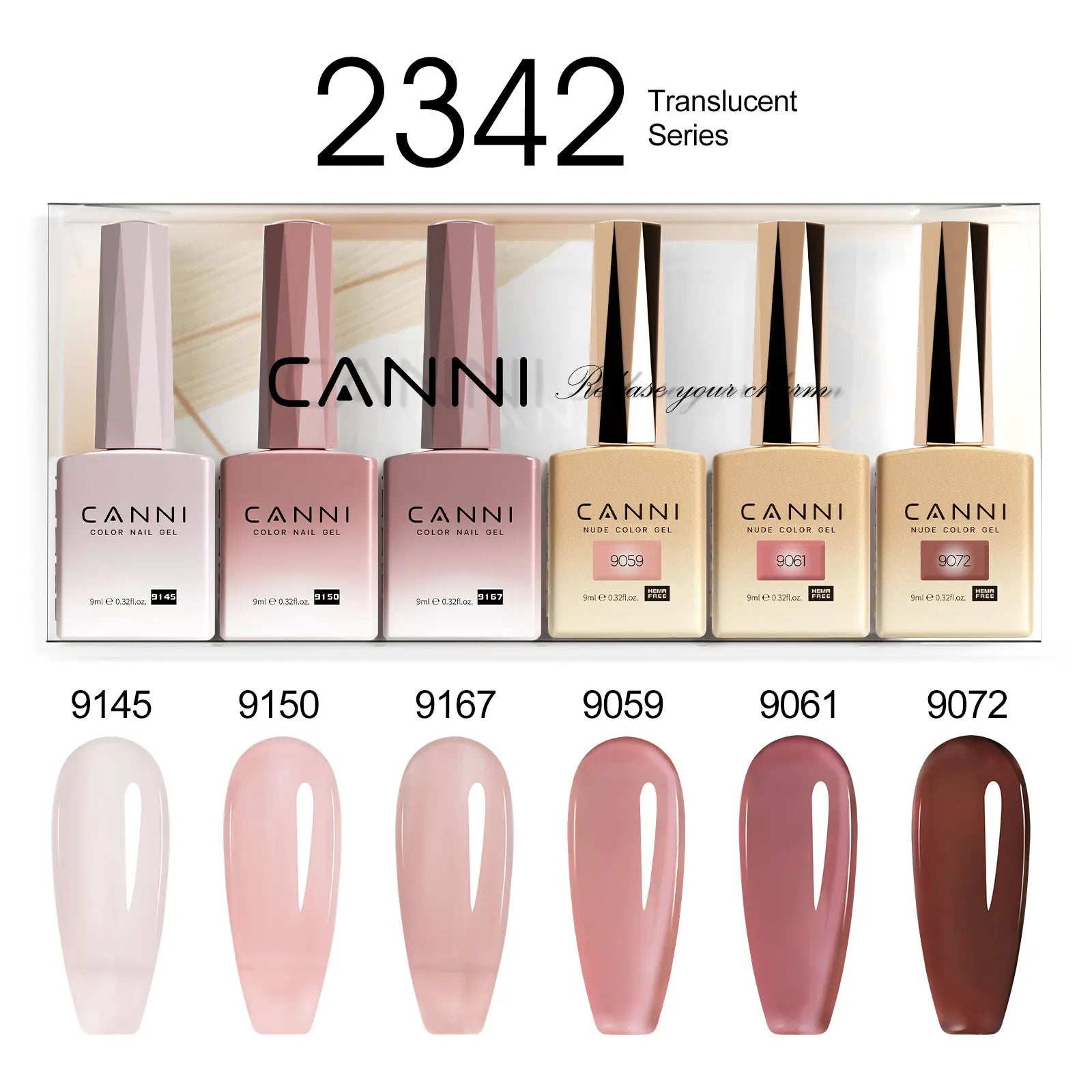 6pcs*9ml CANNI HEMA FREE Nail Gel Polish Set Gorgeous Color Semi Permanent Pigmented Painting Gel Soak off UV LED Gel Nails Kit
