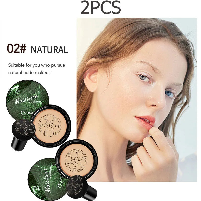 Ocheal BB Cream Air Cushion Compact Make Up Foundation Concealer Cream for Face Cosmetics Makeup Mushroom Head Puff
