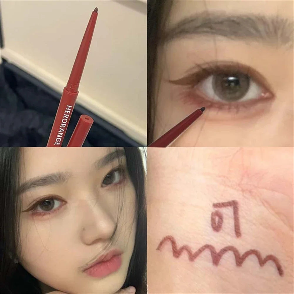 Matte Brighten Lying silkworm Eyeliner Gel Pen Waterproof Quick Drying Pink Brown Ultra fine Eye Shadow Pen Not-Smudge Makeup