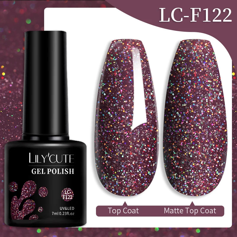 LILYCUTE 7ML Colorful Gel Nail Polish 129 Colors Long Lasting For Manicure Semi Permanent Base Top Coat Nail Art UV Gel Varnish