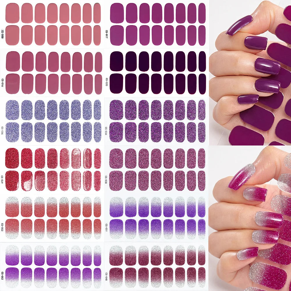 Pink Nude Full Cover Nail Sticker Gradient Color Self-Adhive Simple Full Nail Wraps DIY Thermal Effect Nail Art Making Manicur