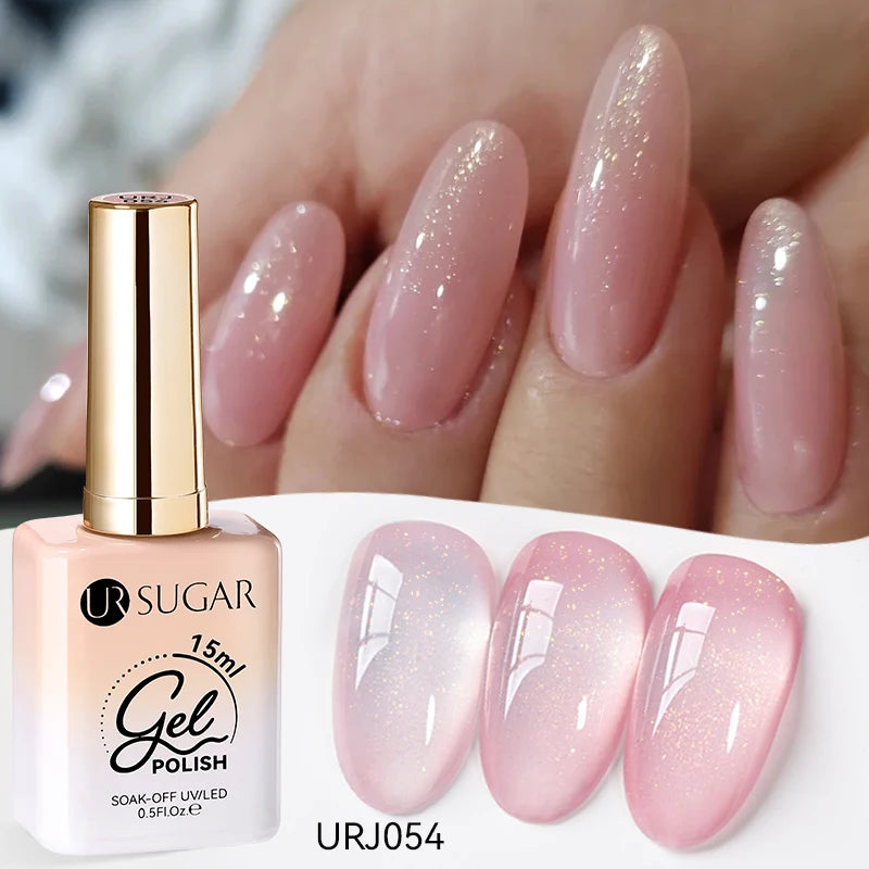 UR SUGAR 15ml Fiber Rubber Base Gel Upgrade Broken Nail Repaired Fiberglass Clear Quick Building UV Construction Gel Soak Off