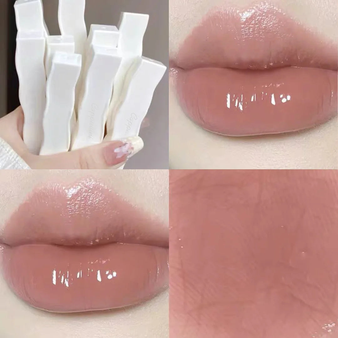 6 Colors Mirror Lip Gloss Moisturizing Nude Lipgloss Pretty Flower Transparent Tube Liquid Lipstick Long Lasting Makeup Cosmetic