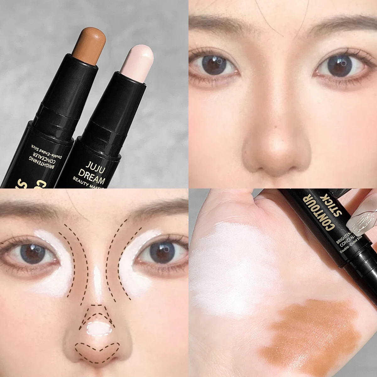 Dual-ended highlighter wand 2-in-1 concealer pen natural three-dimensional shadow wand